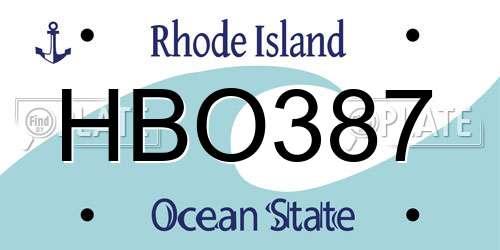 HBO387 Rhode Island License Plate