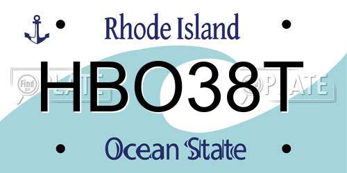 HBO38T Rhode Island License Plate