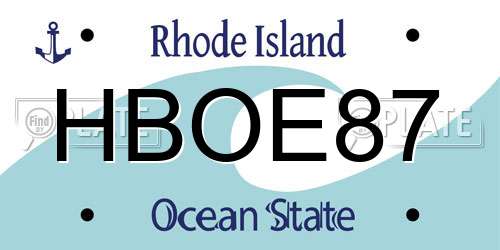HBOE87 Rhode Island License Plate
