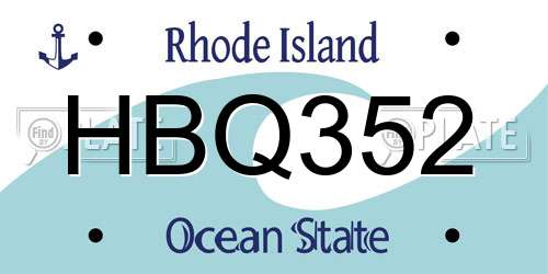 HBQ352 Rhode Island License Plate