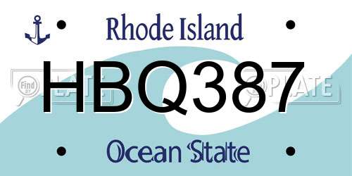 HBQ387 Rhode Island License Plate