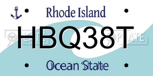 HBQ38T Rhode Island License Plate