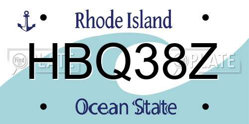 HBQ38Z Rhode Island License Plate
