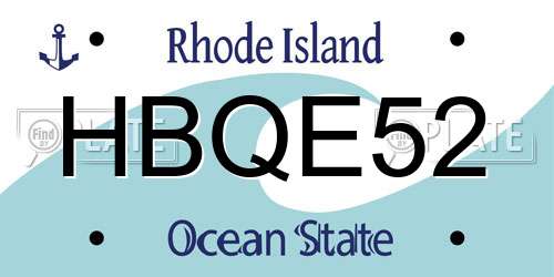 HBQE52 Rhode Island License Plate