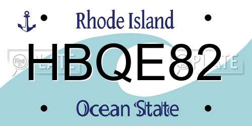HBQE82 Rhode Island License Plate