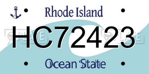 HC72423 Rhode Island License Plate