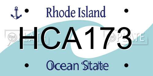 HCA173 Rhode Island License Plate