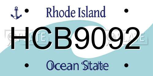 HCB9092 Rhode Island License Plate