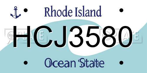 HCJ3580 Rhode Island License Plate
