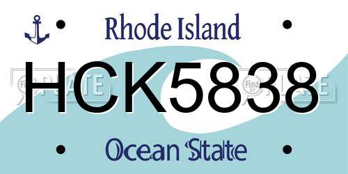 HCK5838 Rhode Island License Plate