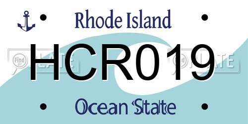 HCR019 Rhode Island License Plate