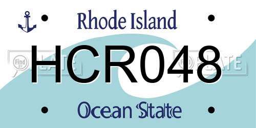 HCR048 Rhode Island License Plate