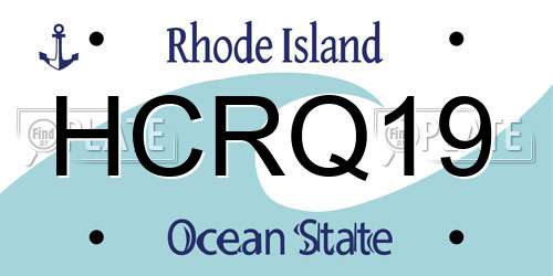 HCRQ19 Rhode Island License Plate