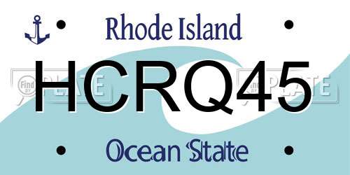 HCRQ45 Rhode Island License Plate