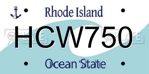 HCW750 Rhode Island License Plate