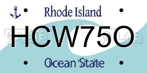 HCW75O Rhode Island License Plate
