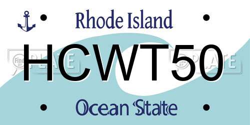 HCWT50 Rhode Island License Plate