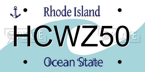HCWZ50 Rhode Island License Plate