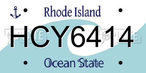 HCY6414 Rhode Island License Plate