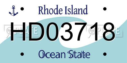 HD03718 Rhode Island License Plate