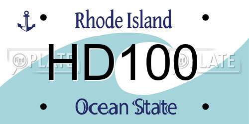 HD100 Rhode Island License Plate