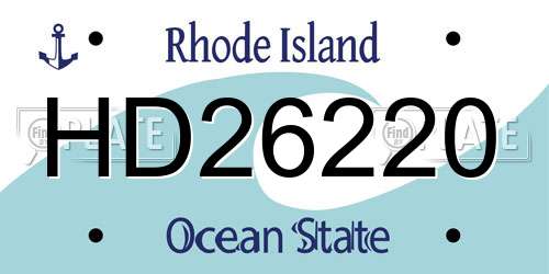 HD26220 Rhode Island License Plate