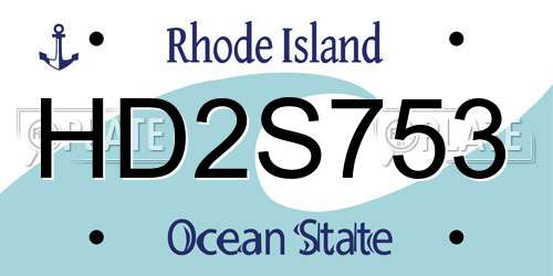 HD2S753 Rhode Island License Plate