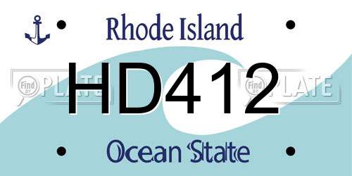 HD412 Rhode Island License Plate