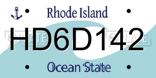 HD6D142 Rhode Island License Plate