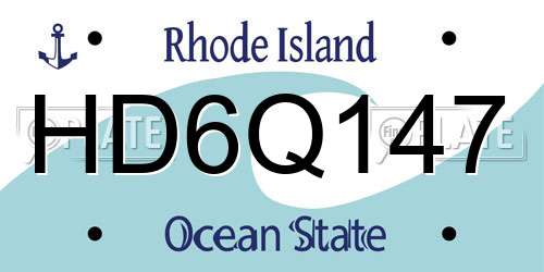 HD6Q147 Rhode Island License Plate