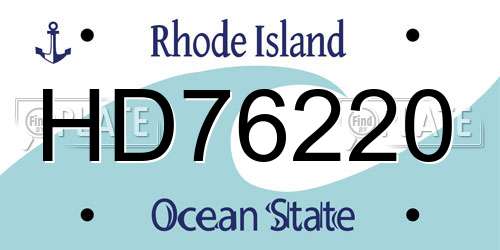 HD76220 Rhode Island License Plate