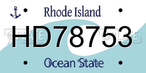 HD78753 Rhode Island License Plate