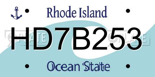 HD7B253 Rhode Island License Plate