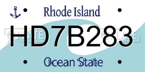 HD7B283 Rhode Island License Plate
