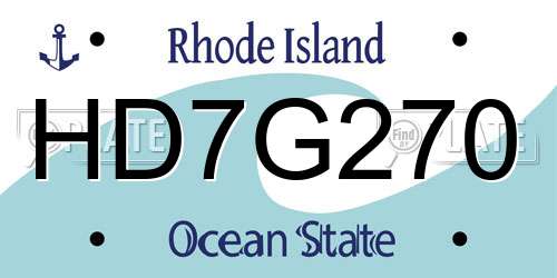 HD7G270 Rhode Island License Plate