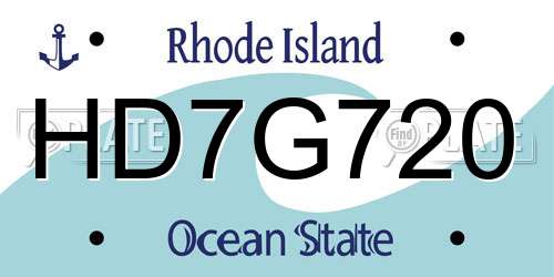 HD7G720 Rhode Island License Plate