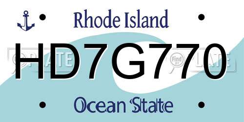 HD7G770 Rhode Island License Plate