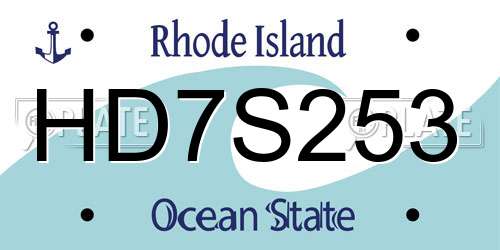 HD7S253 Rhode Island License Plate
