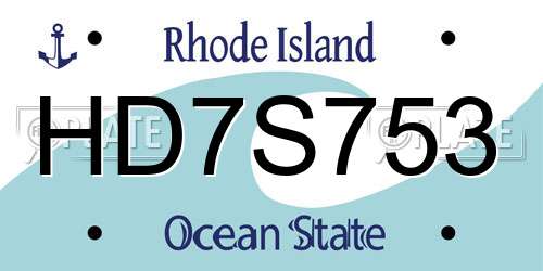 HD7S753 Rhode Island License Plate