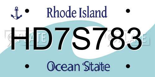 HD7S783 Rhode Island License Plate