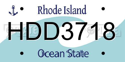 HDD3718 Rhode Island License Plate