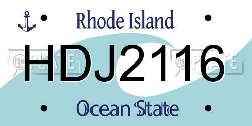 HDJ2116 Rhode Island License Plate