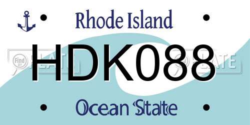 HDK088 Rhode Island License Plate