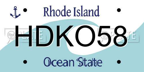 HDKO58 Rhode Island License Plate