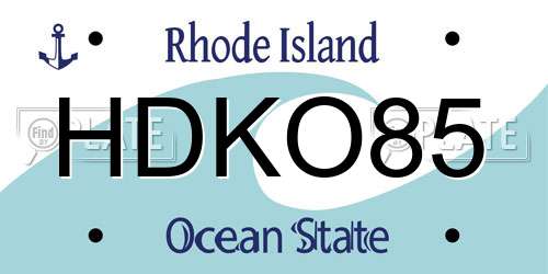 HDKO85 Rhode Island License Plate