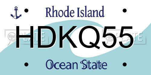 HDKQ55 Rhode Island License Plate