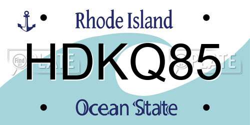 HDKQ85 Rhode Island License Plate