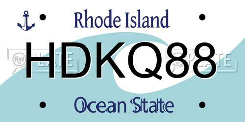 HDKQ88 Rhode Island License Plate