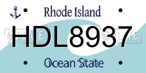HDL8937 Rhode Island License Plate