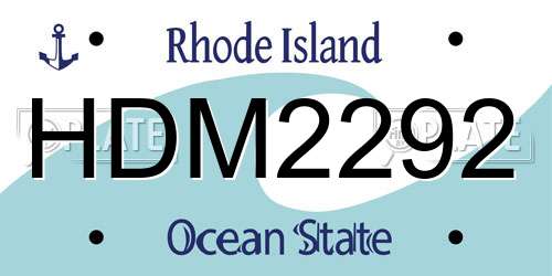 HDM2292 Rhode Island License Plate